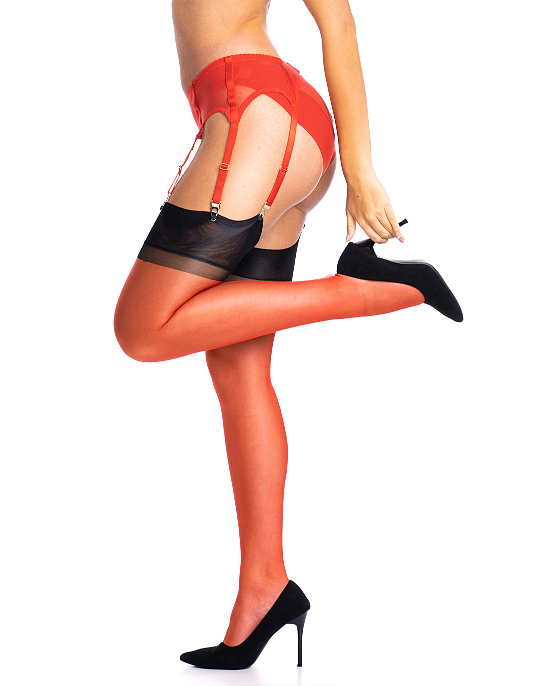 Full Contrast Nashville Heel Stockings Rouge